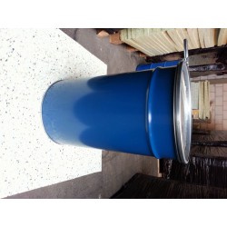 60 liter Metalen vat blauw met deksel
